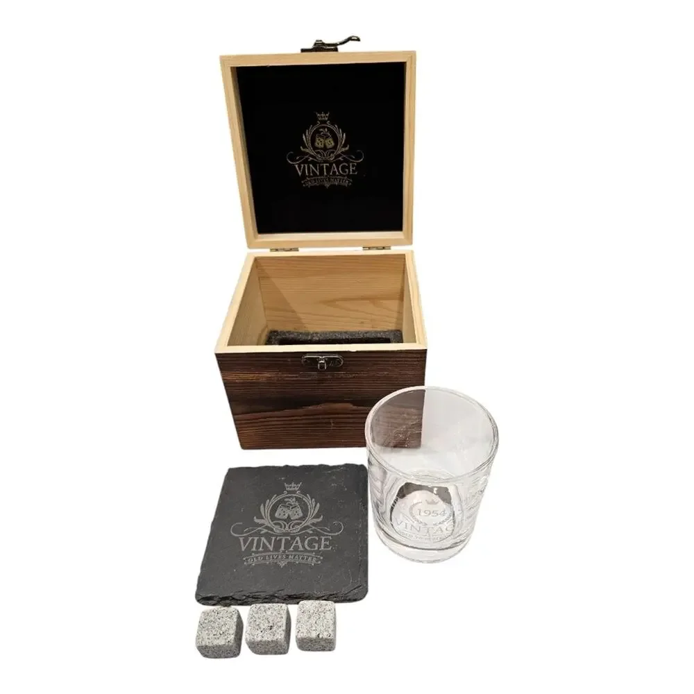Vintage Black Stone Coaster Set For Whiskey Lovers